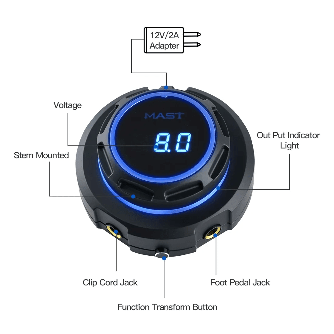 The Pigment - Dragonhawk Mast Halo Tattoo Power Supply Dual Mode Start-Up for Tattoo Machines