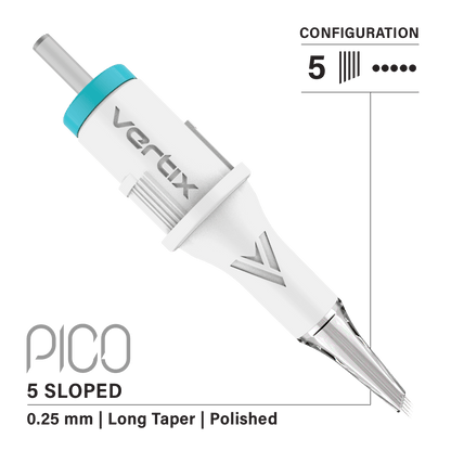 Vertix Pico 5 Round Liner Sloped PMU cartridge single needle