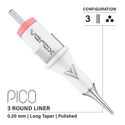Vertix Pico 3 Round Liner PMU cartridge single needle